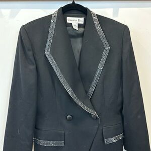 Vintage Christian Dior x Lillie Rubin Black Wool Blazer Jacket Size 6